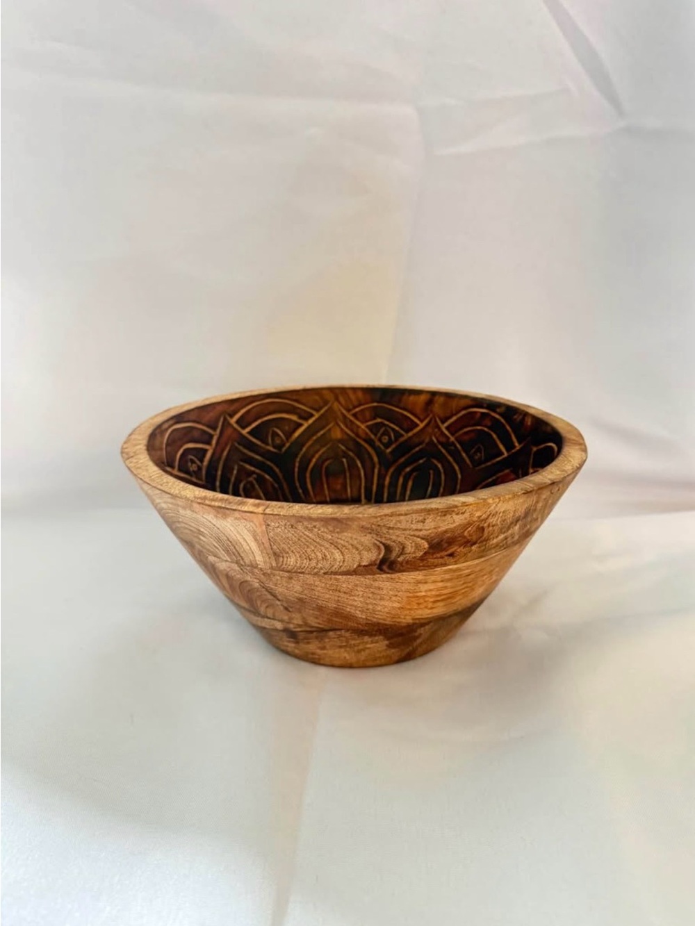 Home Essentials Carved Wooden Accent Bowl in Warm Brown